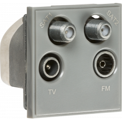APS15592 Quadplexed SAT1/SAT2/TV/FM DAB Outlet Module 50 x 50mm - Grey 