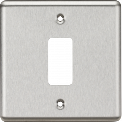 APS15657 1G Grid Faceplate - Rounded Edge Brushed Chrome 