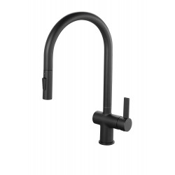 APS11968 Mayhill Black Single Lever Pull Out Kitchen Tap Black