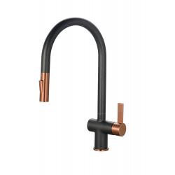 APS11969 Mayhill Black & Rose Gold Single Lever Pull Out Kitchen Tap Black/Gold