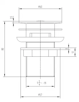 APS0119 Click Clack Basin Waste - Slotted Chrome