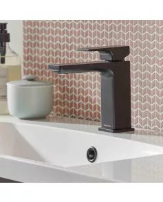APS11487 METRIC BASIN MIXER WITH CLICK WASTE - BLACK Black