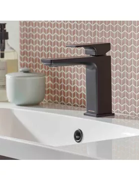 APS11487 METRIC BASIN MIXER WITH CLICK WASTE - BLACK Black