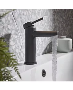 APS11488 STORM-NOVA BASIN MIXER WITH CLICK WASTE - BLACK Black