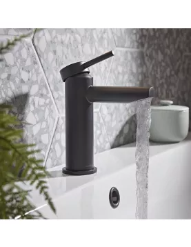 APS11488 STORM-NOVA BASIN MIXER WITH CLICK WASTE - BLACK Black