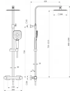 APS11504 Menai Premium Square Thermostatic Overhead Shower Kit Chrome