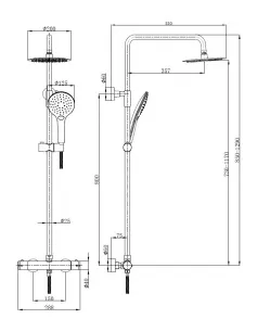 APS11505 Menai Premium Round Thermostatic Overhead Shower Kit Chrome
