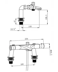 APS11552 Thermostatic Bath Filler w/ Bath Legs Chrome