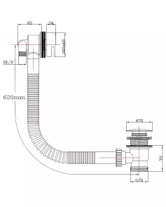APS11605 Square Bath filler mixer , sprung waste & overflow Chrome