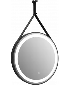 APS11724 Delilah Orca LED Round Touch Mirror w. Demist, Colour Change, Hook & Loop Hanging - 600mm Black