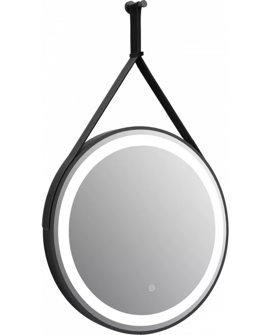APS11724 Delilah Orca LED Round Touch Mirror w. Demist, Colour Change, Hook & Loop Hanging - 600mm Black