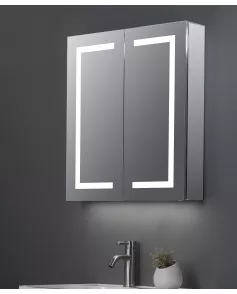 APS11732 Max Double Door LED Mirror Cabinet w. Demist, Shaver Point & USB Charger - 600x700mm 
