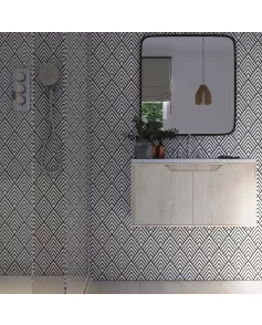 APS12531 SHOWER WALL - Black Geo SCA01 Black/White