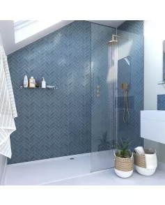APS12536 SHOWER WALL - Navy Herringbone SCA16 Blue