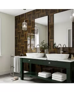 APS12548 SHOWER WALL - Square Parquet Bronze SCA47 Brown