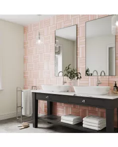 APS12549 SHOWER WALL - Square Parquet Marshmallow SCA48 Pink