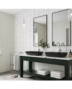 APS12550 SHOWER WALL - Square Parquet White SCA49 White