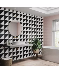 APS12553 SHOWER WALL - Grafito Tile Black & White Black/White