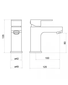 APS12791 Kawa Single lever mono basin mixer (no waste) Black