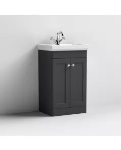 APS13078 500mm Floor Standing 2-Door Unit & Basin 1TH Satin Black