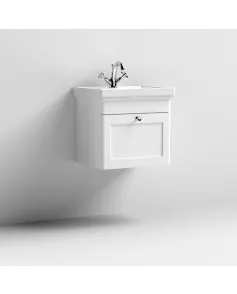 APS13090 500mm Wall Hung 1-Drawer Unit & Basin 1TH Satin Black