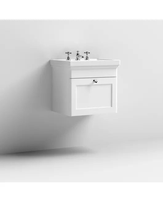 APS13091 500mm Wall Hung 1-Drawer Unit & Basin 3TH Satin Black