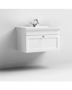 APS13094 800mm Wall Hung 1-Drawer Unit & Basin 1TH Satin Black