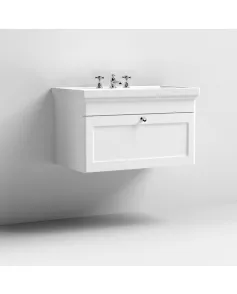 APS13095 800mm Wall Hung 1-Drawer Unit & Basin 3TH Satin Black