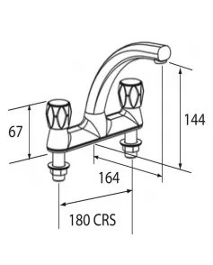 APS3286 Mercia Morden 2 Hole Sink Mixer Chrome