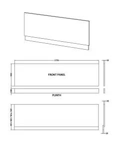 APS4606 1800mm Bath Front Panel Gloss White
