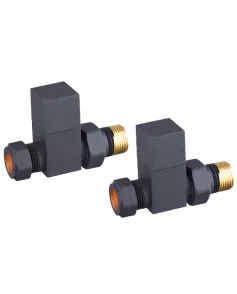 APS49702 Square Anthracite Straight Radiator Valve Pack (Pairs) Anthracite
