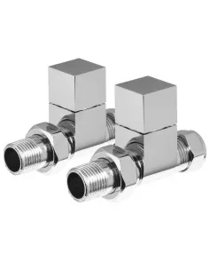 APS49703 Square Chrome Straight Radiator Valve Pack (Pairs) Chrome
