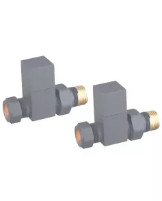 APS49705 Square RAL7012 Straight Radiator Valve Pack (Pairs) RAL7012