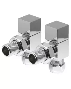 APS49707 Square Chrome Angled Radiator Valve Pack (Pairs) Chrome
