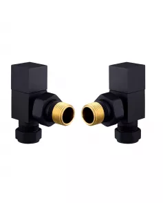 APS49708 Square Black Angled Radiator Valve Pack (Pairs) Black