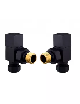 APS49708 Square Black Angled Radiator Valve Pack (Pairs) Black