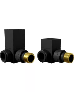 APS49712 Square Black Corner Radiator Valve Pack (Pairs) Black