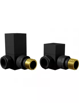 APS49712 Square Black Corner Radiator Valve Pack (Pairs) Black