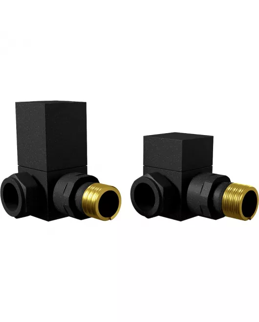 APS49712 Square Black Corner Radiator Valve Pack (Pairs) Black
