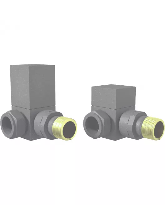 APS49714 Square RAL7012 Corner Radiator Valve Pack (Pairs) RAL7012