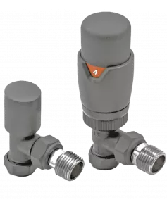 APS49716 RAL7012 Angled Thermostatic Radiator Valve Pack (Pairs) RAL7012