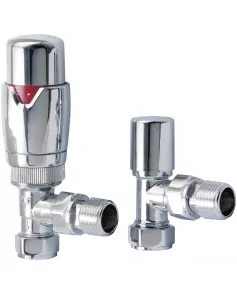 APS49717 Chrome Angled Thermostatic Radiator Valve Pack (Pairs) Chrome