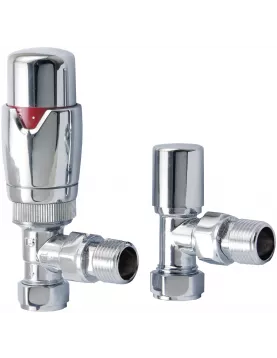 APS49717 Chrome Angled Thermostatic Radiator Valve Pack (Pairs) Chrome