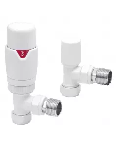 APS49718 White Angled Thermostatic Radiator Valve Pack (Pairs) White