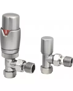 APS49719 Brushed Nickel Angled Thermostatic Radiator Valve Pack (Pairs) Brushed Nickel