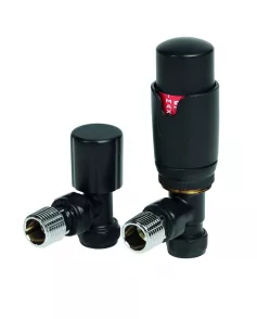 APS49721 Black Angled Thermostatic Radiator Valve Pack (Pairs) Black 