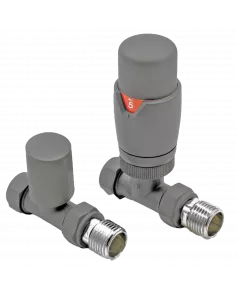 APS49723 RAL7012 Straight Thermostatic Radiator Valve Pack (Pairs) RAL7012