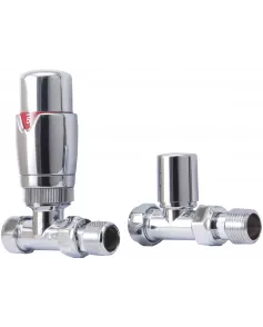 APS49724 Chrome Straight Thermostatic Radiator Valve Pack (Pairs) Chrome