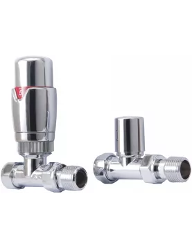 APS49724 Chrome Straight Thermostatic Radiator Valve Pack (Pairs) Chrome