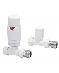 APS49725 White Straight Thermostatic Radiator Valve Pack (Pairs) White